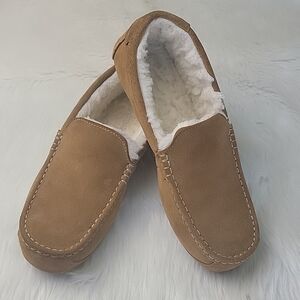 KOOLABURRA Tipton Chestnut Tan Suede Faux Fur Slip On Moccasin Loafer Slipper 12
